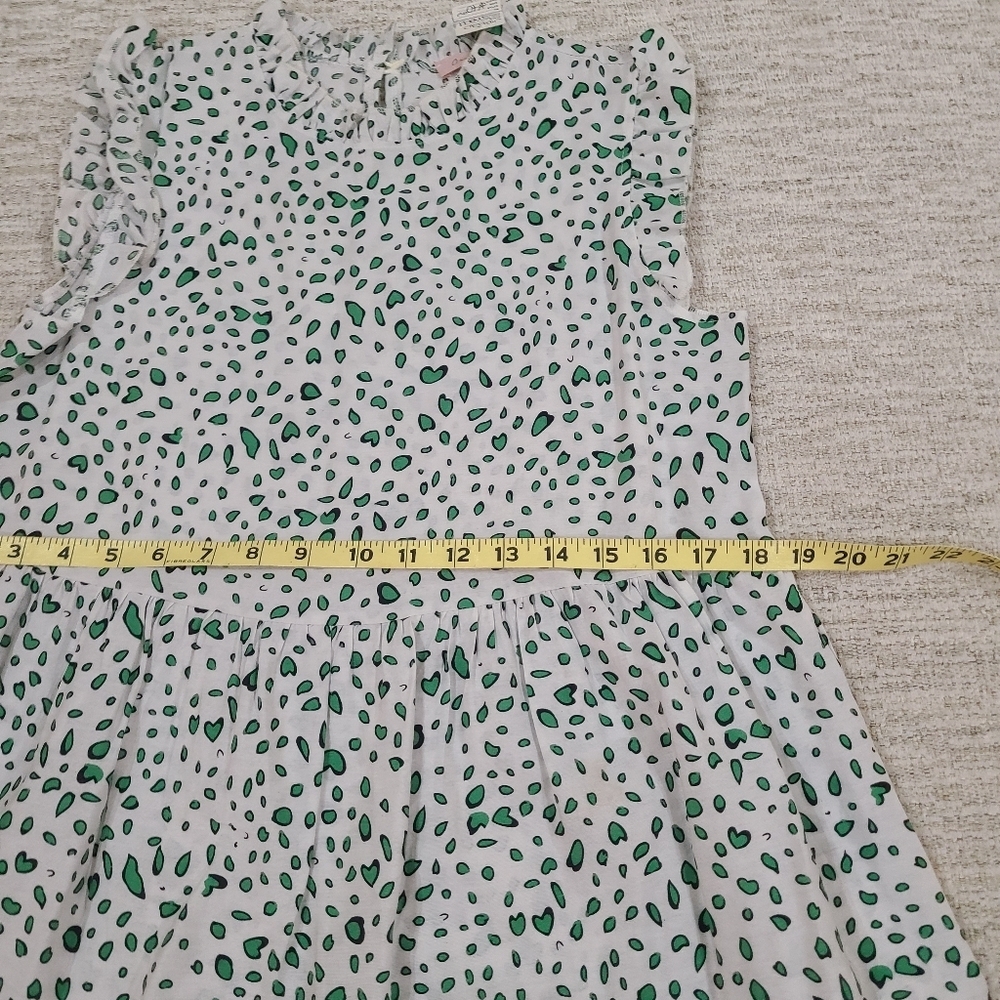 NEW Ces Femme Green White Spotted Babydoll Summer Dress Small Ruffle Hem - Picture 8 of 8